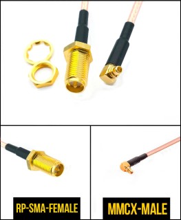 Комплект пигтейлов RP-SMA-female - MMCX, кабель RG316, 50 Ом, 15 см, 5 шт Комплект пигтейлов RP-SMA-female - MMCX, кабель RG316, 50 Ом, 15 см, 5 шт