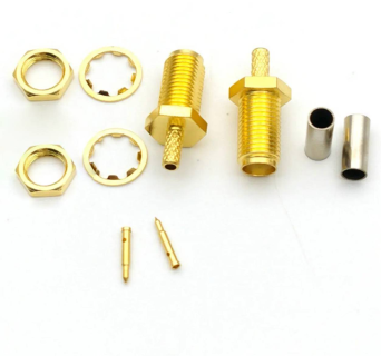 Разъем RP-SMA-female под кабель RG174, RG178, RG316, 50 Ом, обжимной под пайку, 4 шт. Разъем RP-SMA-female под кабель RG174, RG178, RG316, 50 Ом, обжимной под пайку, 4 шт.