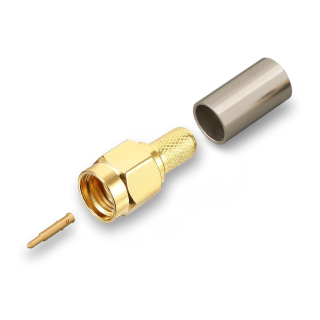 Разъем SMA-male под кабель RG58 (S-111F) 50 Ом, обжимной под пайку, 100 шт. Разъем SMA-male под кабель RG58 (S-111F) 50 Ом, обжимной под пайку, 100 шт.